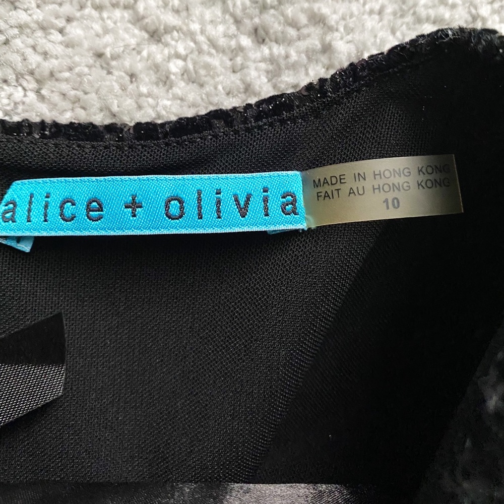 NWT Alice + Olivia Black Sequin Snakeskin Bodycon Dress - Picture 2 of 6